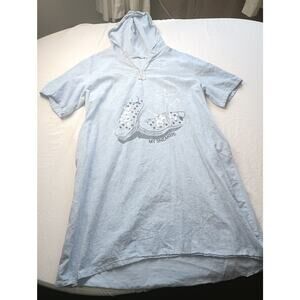 Angela Mara Made in Italy Linen blend Sneaker Dress Tunic hoodie Women XL Blue